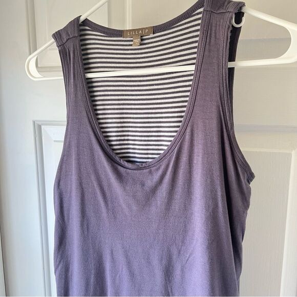 Lilla P | Sleeveless Midi Twofer Shift Dress Medium - Picture 2 of 5